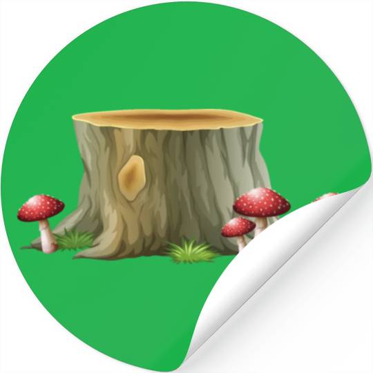 Stump mushrooms nature wildife cartoon vector art Stickers