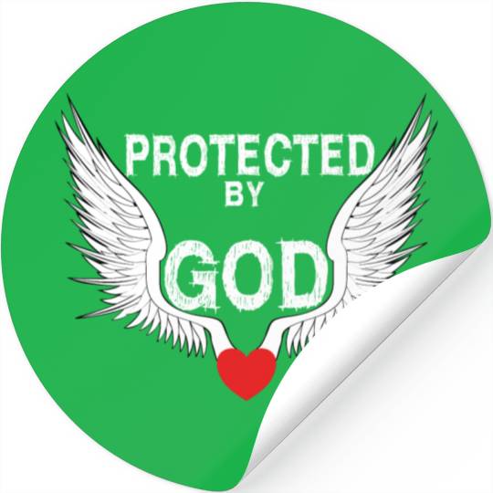 GOD Protected by Jesus Christ Wings Heart Angel Stickers