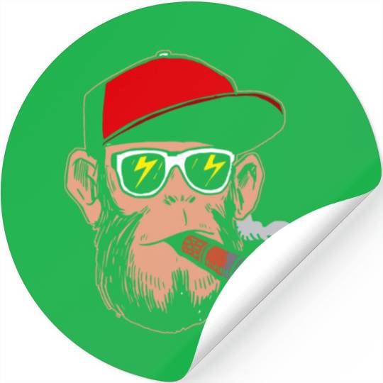 Monkey smoke gift weed ganja Stickers