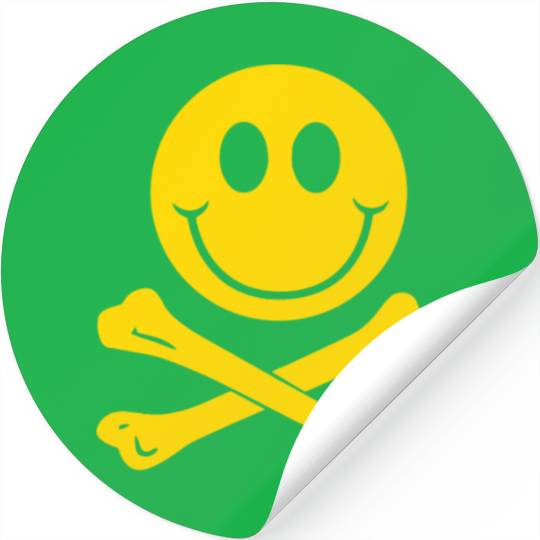 Smiley Pirate Skull and Crossbones Stickers