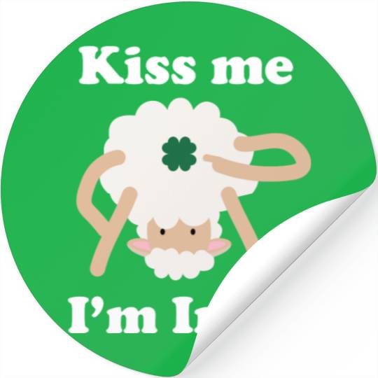 Kiss Me Im Irish Sheep Funny St Patricks Day Pun Stickers