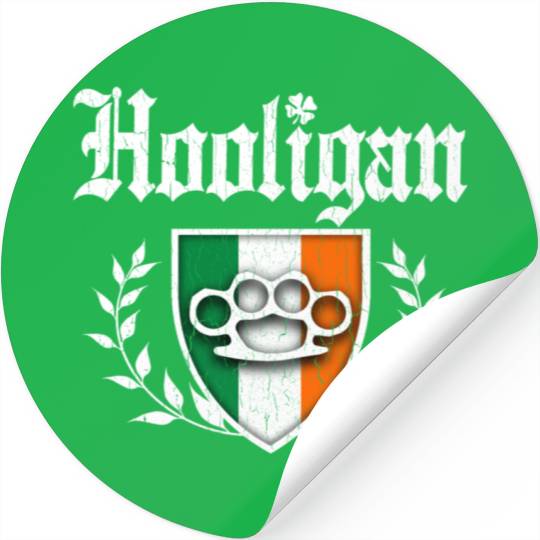 Irish Hooligan Crest vintage distressed look Stickers