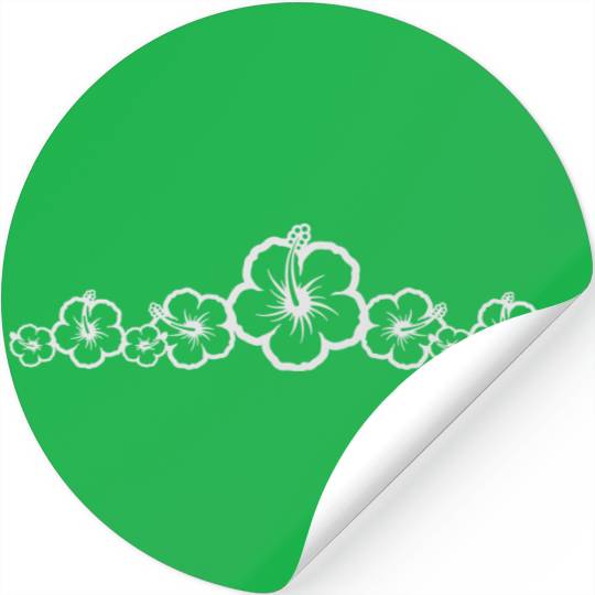 White Hibiscus Flowers Group - Hawaiian Surf Stickers