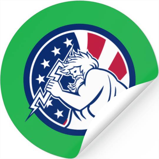 Zeus With Thunderbolt USA Flag Icon Stickers