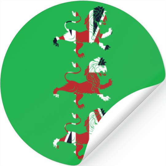 Union Jack Three Lions United Kingdom Great Flag Stickers