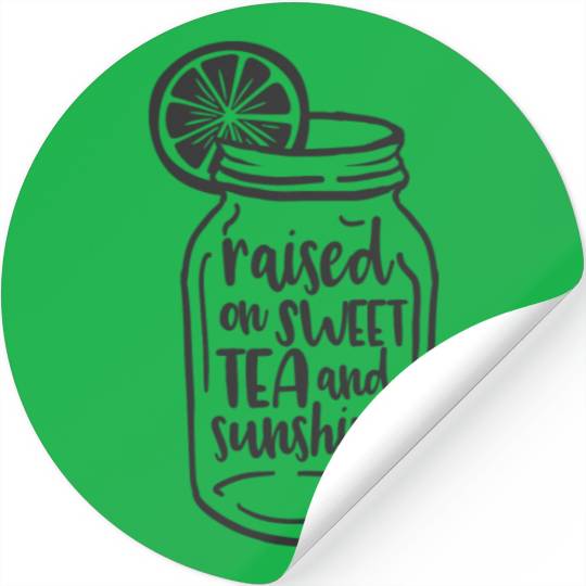 Raised On Sweet Tea And Sunshine Design Summer Drink Mason Jar Stickers