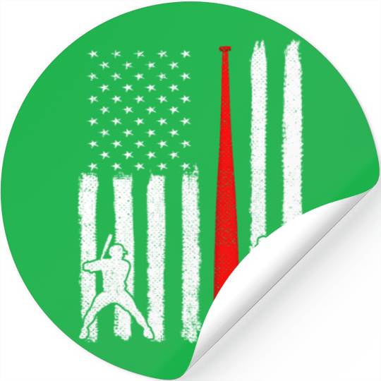 Baseball Pitcher Batter American Flag 4th of July Stickers