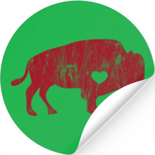 Red Raging Buffalo Distressed Stickers I Love