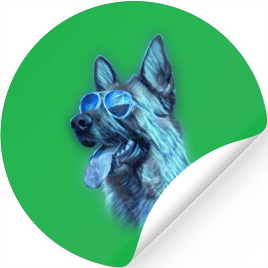German Shepherd Colorful Neon Dog Sunglasses Stickers