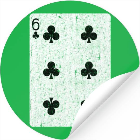 six of clubs playing card Stickers