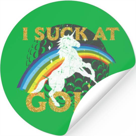 I suck at golf with rainbow and unicorn. Stickers