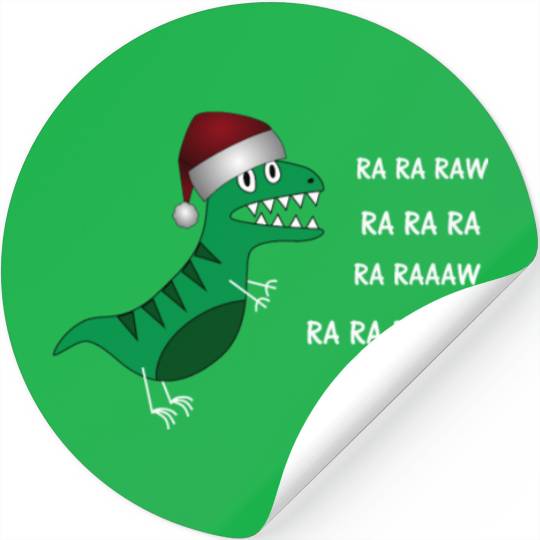 Funny Christmas T-Rex Dinosaur Ra Ra Ra Xmas Stickers