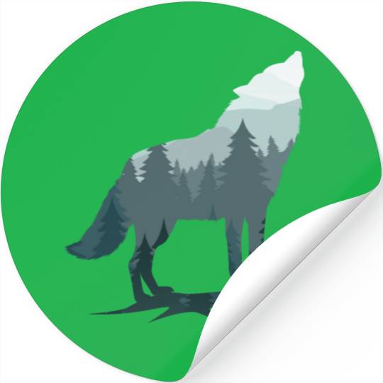 Lone Wolf Survives The Mountain Silhouette Art Stickers