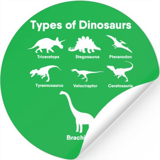 Types of Dinosaurs T-Rex Veloceraptor, Triceratops Stickers