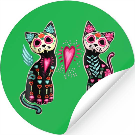 Day of Dead Sugar Cat Stickers Cats Skeleton Skull