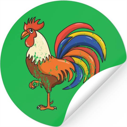 Retro Vintage Grunge Style Rooster Stickers