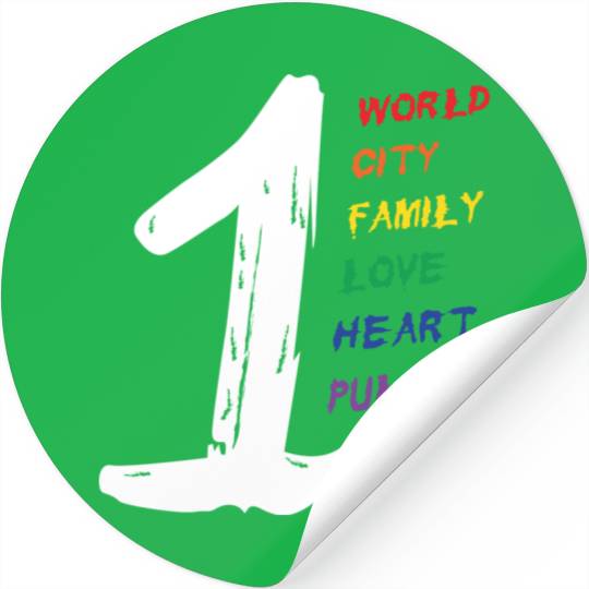 1 World CITY FAMILY LOVE HEART PULSE Stickers