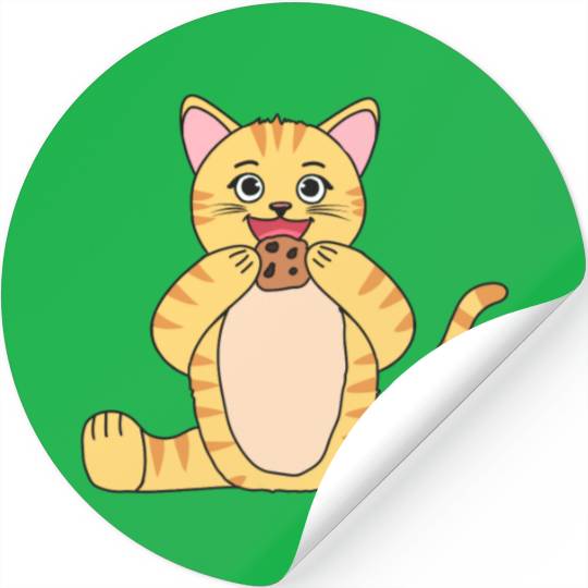 Cat Comic Fantasy Cokkies eating kitten kids Stickers