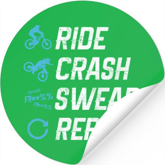 Mountain Bike - Ride Crash Swear Repeat Stickers