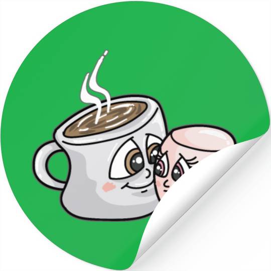 HOT CHOCOLATE AND MARSHMALLOW Love funny comic Stickers