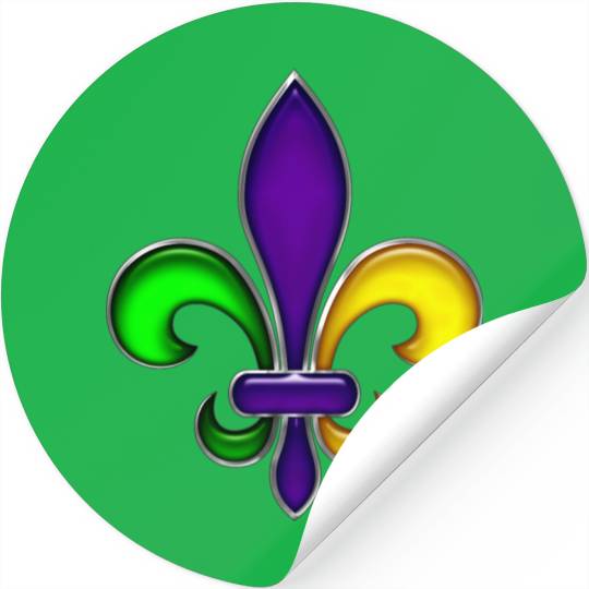 Fleur De Lis Mardi Gras Glossy Lily Stickers