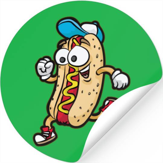 Happy RUNNING HOTDOG BUN Fast Food Marathon Stickers