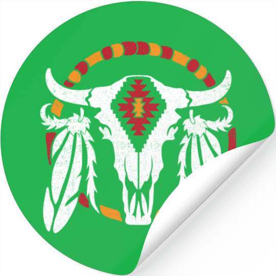 Aztec Pattern Cow Skull Cowboy Indian Mexican Stickers