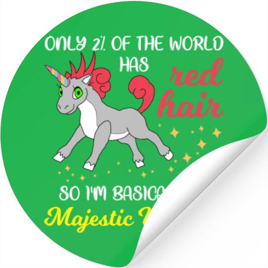 Red Hair Majestic Unicorn Redhead Ginger Gift Stickers