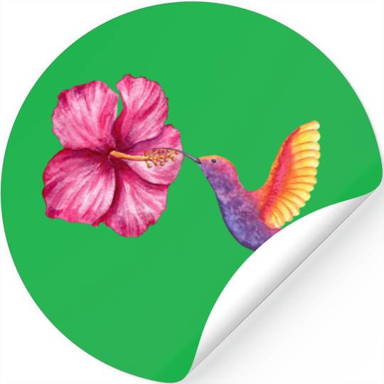 humming-bird hibiscus Stickers
