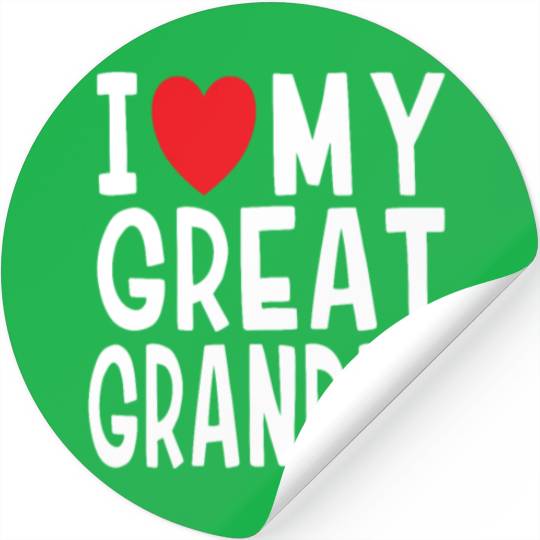 I Love My Great Grandpa Family Love Heart Gift Stickers