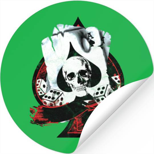 Scorched Ace Of Spades Poker Dice Skull Stickers