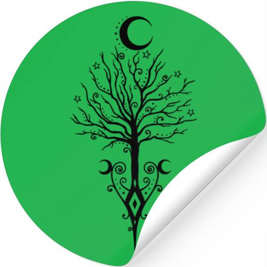 Tree Moon Night Stars Pagan Wicca Stickers