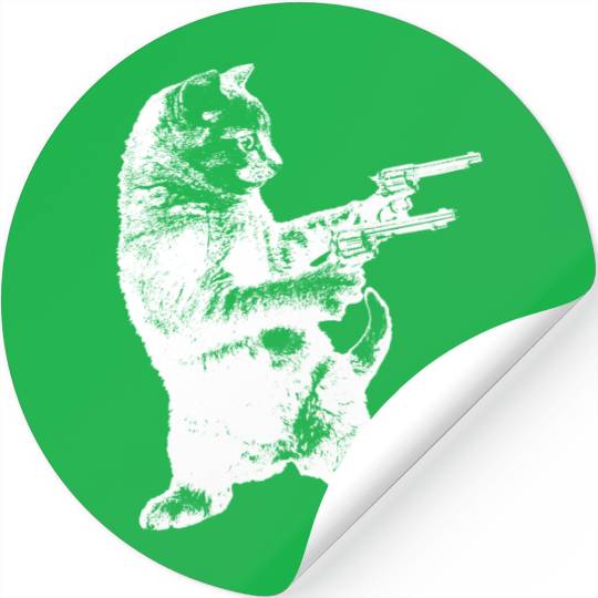 Gunslinger Kitty Cat gun cat Stickers