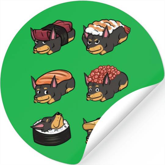 Doberman Sushi Nigiri Stickers