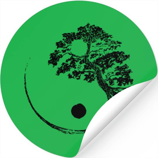 Yin Yang Bonsai Tree Japanese Stickers