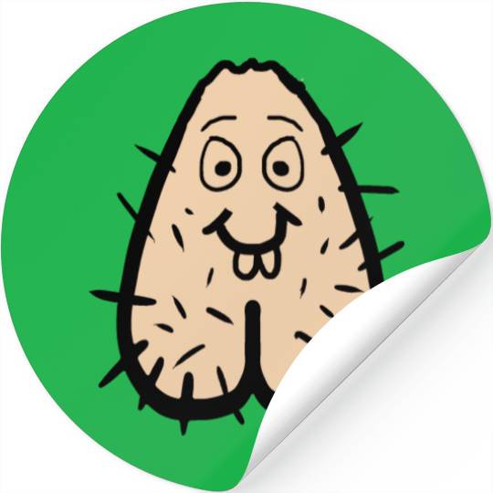 Testicles, face penis, sack, funny haired gift. Stickers