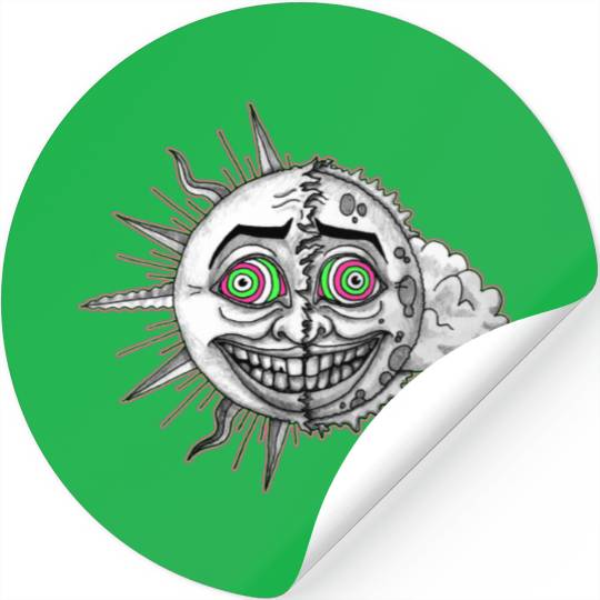 Trippy acid Sun Stickers