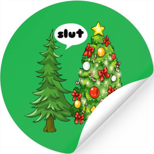 Funny Christmas Tree Slut Stickers