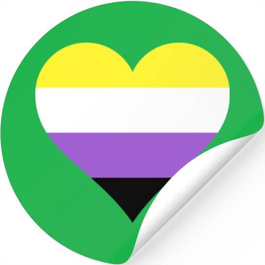 Nonbinary pride flag heart LGBTQ Stickers