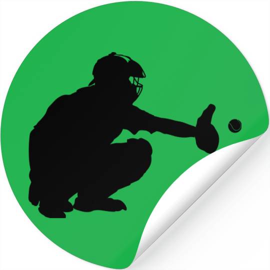Baseball catcher waiting to catch a pitch Stickers