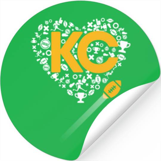 I Love Kansas City Football Stickers Heart KC