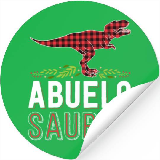 Abuelo Saurus T Rex Red Plaid Matching Family Stickers