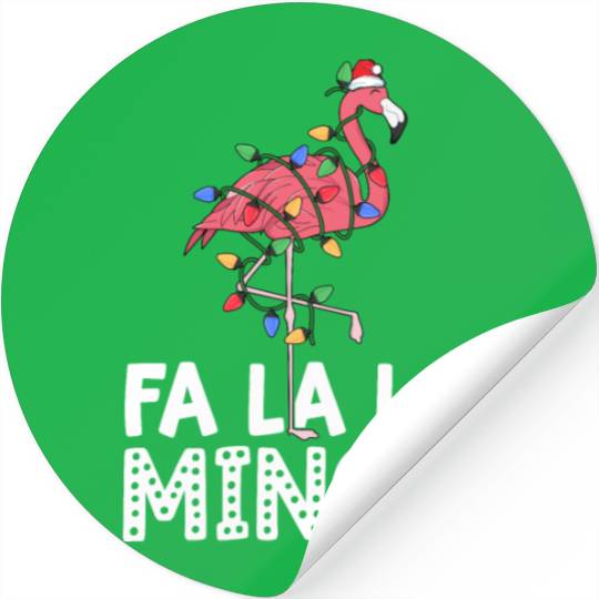 Fa La La Mingo Flamingo Christmas Tree Lights Stickers