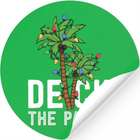 Deck The Palm Tree Lights Tropical Hawaii Family Stickers