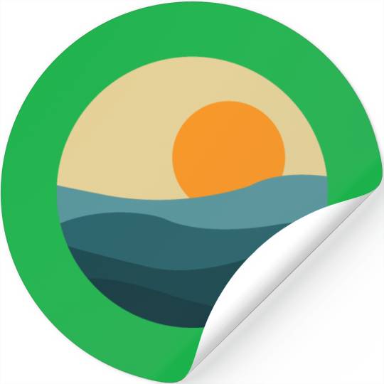 Waves Sun Circle Stickers