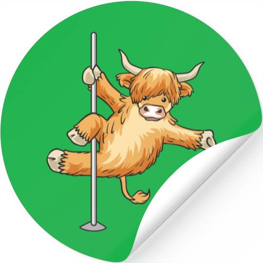 Highland Cattle Scottish Cow Farmer Pole Dance Stickers
