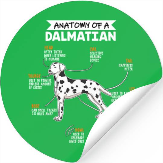 Anatomy Of A Dalmatian Funny Dog Owner Gift Stickers