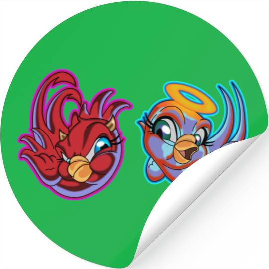 bird heaven angel vs. bird hell devil Stickers