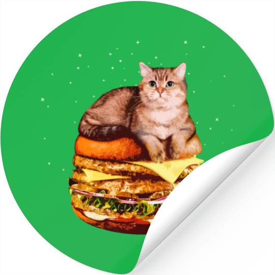 Hamburger Space Cat Funny Kitty Gift Stickers