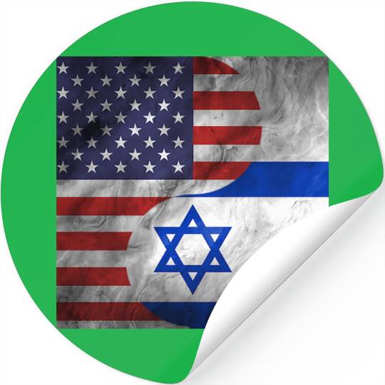 USA Israel Dual Yin Yang Flag Stickers